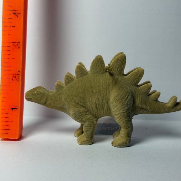 Flocked Stegosaurus Christmas Ornament | Shatter-Resistant Dino Holiday Decor - Picture 5 of 8